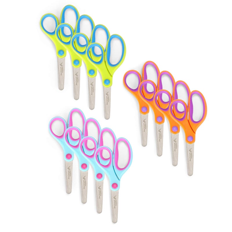 Blue Summit Supplies 12 Pack Kids Scissors, Safety Children Scissors for School, Students, & Classrooms, Comfort Grip, Blunt Tip, Assorted Colors (Orange, Blue, Pink) - Image 1
